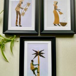 Plant Fiber Frames - Ethnic For Wall Decoration - x3 - thumbnail 2