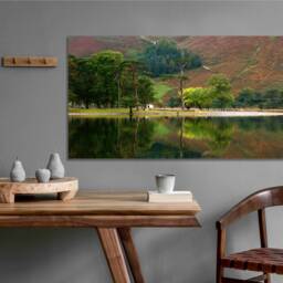 View Of The Buttermere Pine Trees in Lake District, UK Landmark, Purple Tones, Panoramic , Home D??cor Canvas Print Art Framed - thumbnail 2