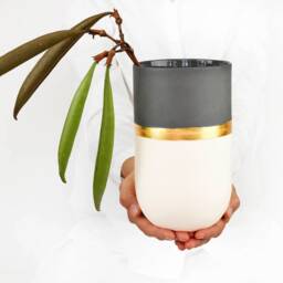 Minimalist Tube Vase. Handmade Ceramic Contemporary Black & White Porcelain Wedding Geometric Clay Vase Design By Conceptstudio - thumbnail 3