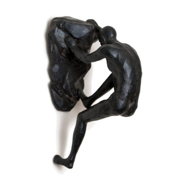 Large Bronze Two-Handed Rock Climber Figurine Wall Climbing Man Sculpture Poly-Resin Statue Ornament Hanging Wall-Art - image 1