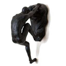 Large Bronze Two-Handed Rock Climber Figurine Wall Climbing Man Sculpture Poly-Resin Statue Ornament Hanging Wall-Art - thumbnail 2