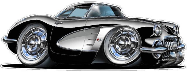 1958 Corvette Wall Decal Vintage Chevy Cartoon Car Sticker - image 1