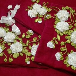 Silk Ribbon Embroidery Twin Bedspread Wedding Gift - thumbnail 3