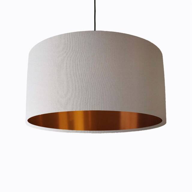 Light Grey & Copper Lampshade in Cotton - image 1