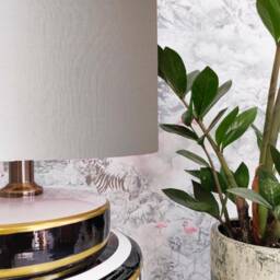 Light Grey & Copper Lampshade in Cotton - thumbnail 2