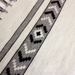 Handwoven White Wool Kilim Rug Boho Accent Rug - 27.5x55 Inches - thumbnail 4