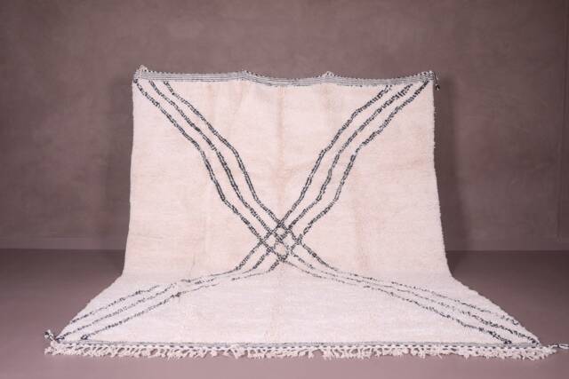 Luxurious Beni Ourain Rug - Minimalist Criss-Cross Design Moroccan Custom Size Berber Handmade Area - image 1