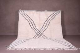 Luxurious Beni Ourain Rug - Minimalist Criss-Cross Design Moroccan Custom Size Berber Handmade Area - thumbnail 1