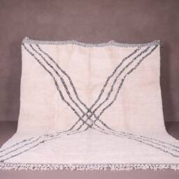 Luxurious Beni Ourain Rug - Minimalist Criss-Cross Design Moroccan Custom Size Berber Handmade Area - thumbnail 3