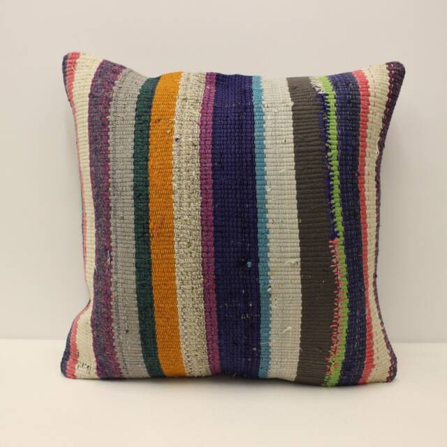 Handmade Turkish Kilim Pillow Cover, Vintage Wool Cushion - 20x20 In - image 1