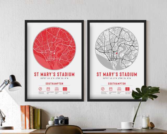 Southampton F.c. St Mary's Stadium Minimalist Map Prints - The Saints Fc Gift Decor Picture Dad Granddad Uncle Brother Football - image 1