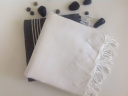 Set Of 2 Elegant Turkish Cotton Beach Towels Black & White Peshtemal, Christmas Gift