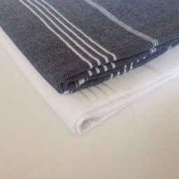 Set Of 2 Elegant Turkish Cotton Beach Towels Black & White Peshtemal, Christmas Gift - thumbnail 3