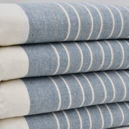 "Navy Blue Towel, Striped Towel, 40""x65" - thumbnail 3
