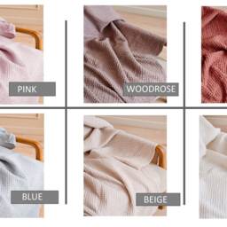 Linen Cotton Waffle Throw Blanket, Stone Washed, 53x81 Inches - thumbnail 2