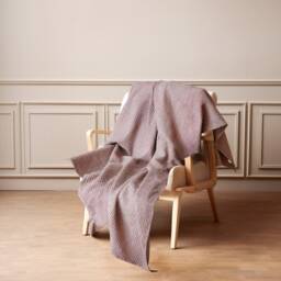 Linen Cotton Waffle Throw Blanket, Stone Washed, 53x81 Inches - thumbnail 3