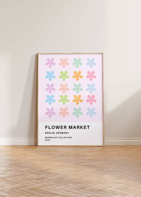 Flower Market Print Poster, Print, Aesthetic Floral Pastel Colour Wall Art, Berlin - image 1