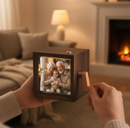 Family Photo Flipbook Frame, Personalized Picture Box With Light, Grandparent Gift, Memory For Family, Sentimental Keepsake
