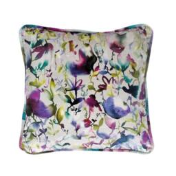 Voyage - Lucent Indigo Stunning Sophisticated Watercolour Floral Velvet Cushion Cover Handmade Throw Pillow Designer Home Decor - thumbnail 2