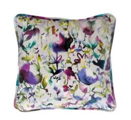 Voyage - Lucent Indigo Stunning Sophisticated Watercolour Floral Velvet Cushion Cover Handmade Throw Pillow Designer Home Decor - thumbnail 1