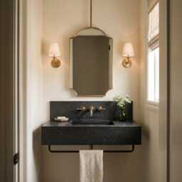 Ceiling Suspended Brass Mirror - Hanging Vanity Wall Mirrors - thumbnail 2
