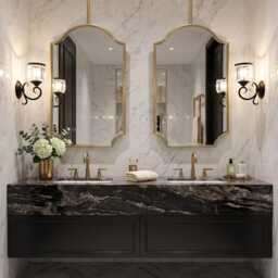 Ceiling Suspended Brass Mirror - Hanging Vanity Wall Mirrors - thumbnail 3