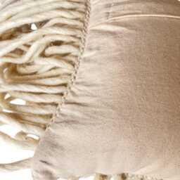 Chunky Knit Wool Pillow Cover Ivory Woven Lumbar, 12x20 - thumbnail 4