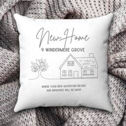 New Home Cushion, New Gift, Daughter Gift For Home, Personalised Address, Couple, Moving In - thumbnail 2