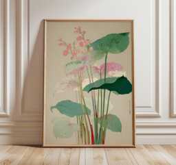 Lotus Flower Wall Art, Japanese Botanical Poster, Minimalist Floral Print, Zen Nature Decor, Pastel Home Artwork, Oriental Garden Design - thumbnail 1