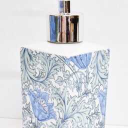 William Morris Anemone Soap Dispenser Porcelain 200 Ml Blue Green Floral Liquid Pump Art Nouveau Bath Accessory Hand Decorated UK - thumbnail 3
