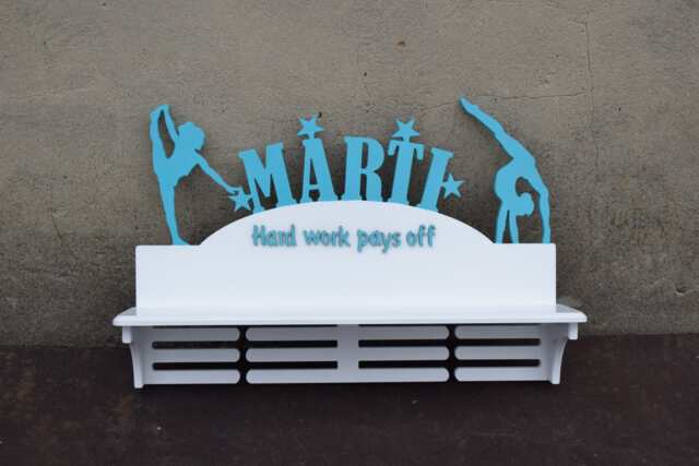 Personalized Gymnastics Name Medal Holder Trophy Shelf Hanger Race Display Case Wood Wall Decor Gift For Sport Custom Rack - image 1