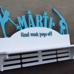 Personalized Gymnastics Name Medal Holder Trophy Shelf Hanger Race Display Case Wood Wall Decor Gift For Sport Custom Rack - thumbnail 2