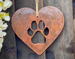 S&c Love Heart Dog Paw Pet Memorial Rustic Art Wall Hanging Present Gift