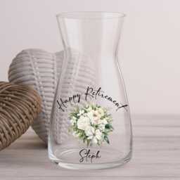 Personalised Retirement Glass Vase - Gift Keepsake Flower For Women - thumbnail 1