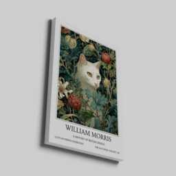 White Cat William Morris Wall Art Vintage Poster, Floral Art Print - thumbnail 2
