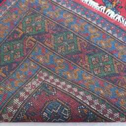 5x8 Bukhara Rug Afghan Hand Knotted Veg Dyes Wool Area Rug, Turkmen Tribal Red Blue Orange Green Bohemian Living Room, Bedroom - thumbnail 4