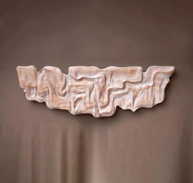 Large Size Solid Oak Wall Sculpture - Us Delivery Duty Paid Abstract Organic Design Modern Wood Art, White Oak Statement Piece - image 1