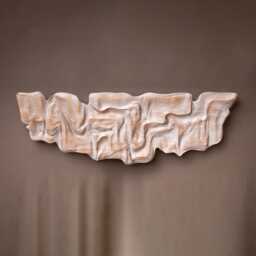 Pale Current - White Oak Wall Sculpture Large Organic Wood Art, Pearl Statement Relief - thumbnail 2