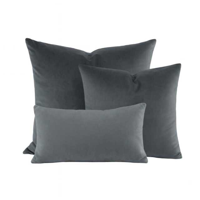 Dark Grey Velvet Cushion Covers - Soft Matt Velvet Size Choice, Square & Lumbar Pillows - image 1
