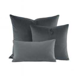 Dark Grey Velvet Cushion Covers - Soft Matt Velvet Size Choice, Square & Lumbar Pillows - thumbnail 1