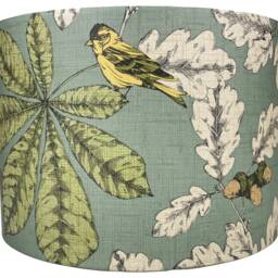Woodpecker Bird Lampshade For Ceiling & Table Lamps, Green Woodland Leaf Drum Light Shade - thumbnail 2