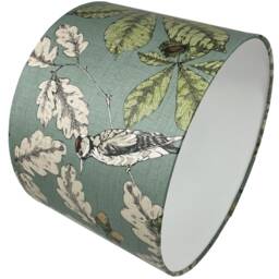 Woodpecker Bird Lampshade For Ceiling & Table Lamps, Green Woodland Leaf Drum Light Shade - thumbnail 3
