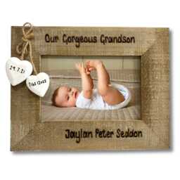 New Grandson Granddaughter Photo Frame - Personalised Driftwood Wooden Baby Grandchild Grandparents Gift 6x4 - thumbnail 1