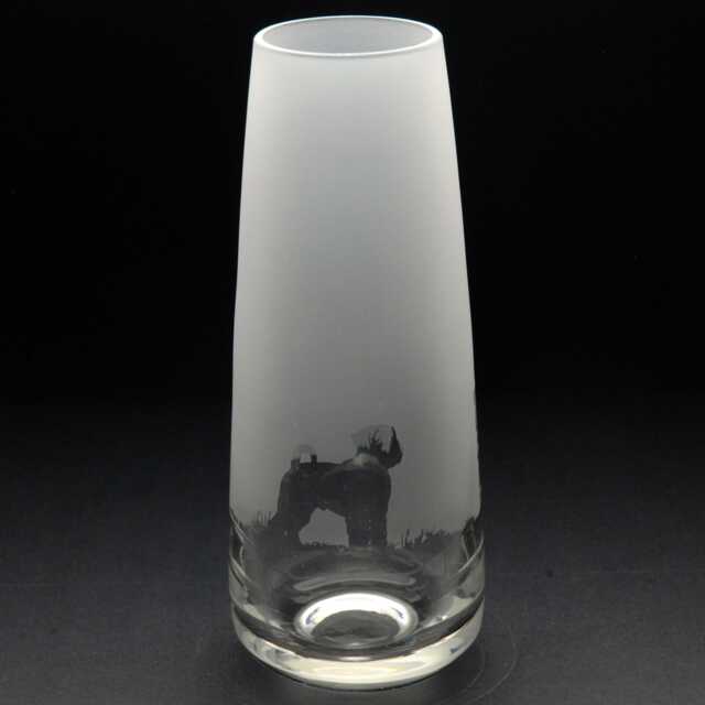 Schnauzer Dog Glass Bud Vase - Etched Engraved Glassware Home & Bar Decor - image 1