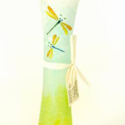 Dragonfly Bud Vase Tall Fluted Strawsilk Glass Vase - thumbnail 2
