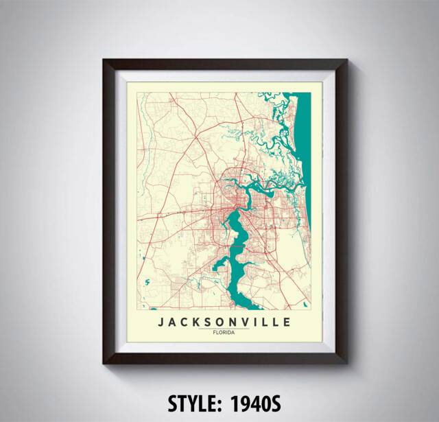 Jacksonville Florida Map Print Vintage Style Wall Art - image 1