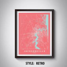 Jacksonville Florida Map Print Vintage Style Wall Art - thumbnail 4