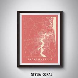 Jacksonville Florida Map Print Vintage Style Wall Art - thumbnail 3