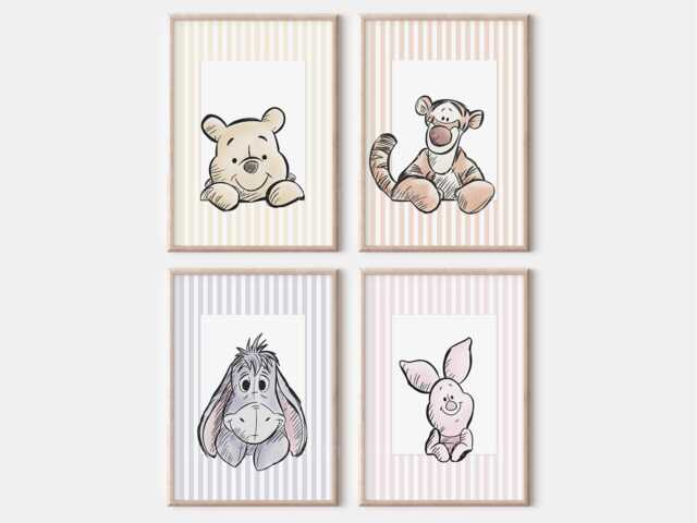 Choose Your Own Winnie Pooh Bear Set Of A4 A3 Nursery Unframed Prints Flower Butterfly Tigger Eeyore Piglet Decor Wall Art Bedroom Classic - image 1
