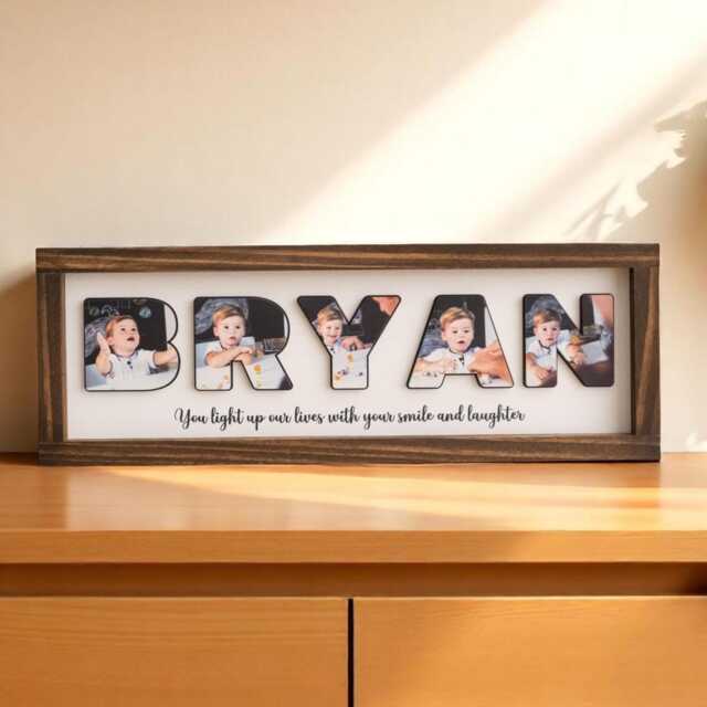 Personalized Name Photo Wooden Frame Nursery Decor Custom Baby Keepsake Y94 - image 1